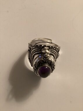 Sterling Silver Amethyst Cabochon Statement Ring